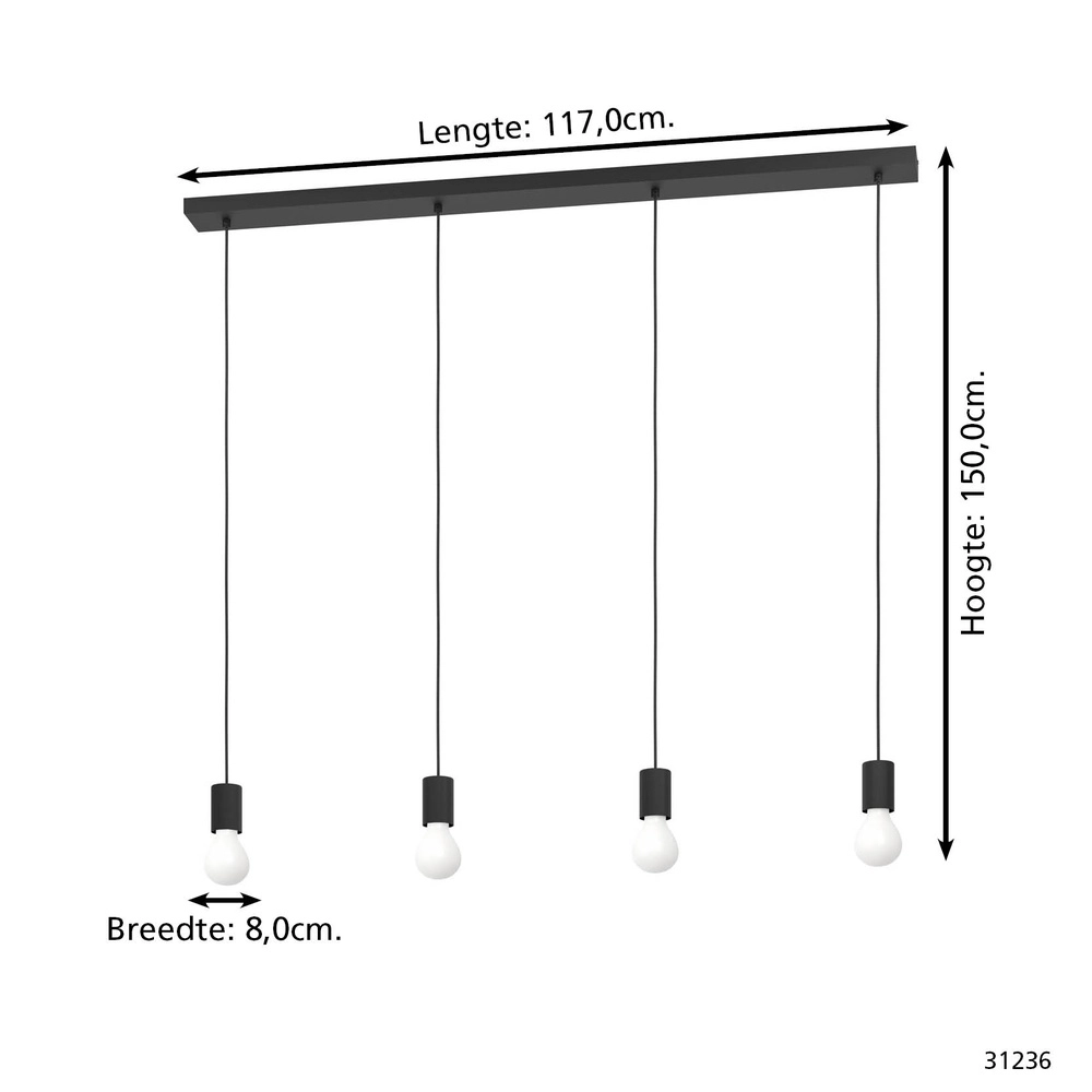 Pendentif à 4 lumières Nogalte Noir Eglo 9002759312367