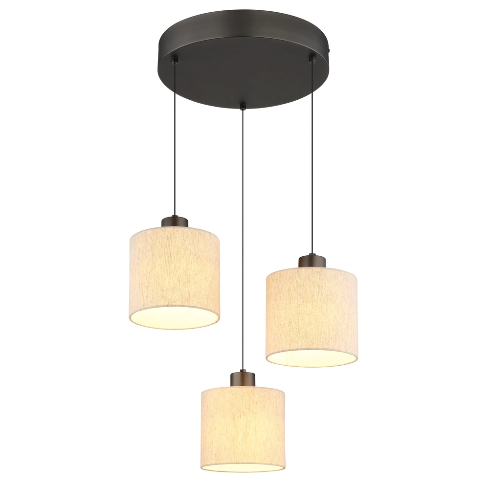 Lampe suspendue en métal à canon Thea Round à 3 lumières