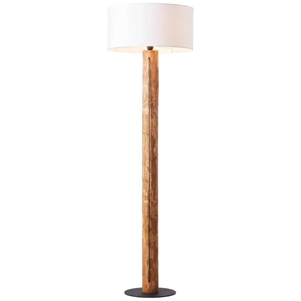 Lampe de table en bois Jimena bois avec capuchon blanc