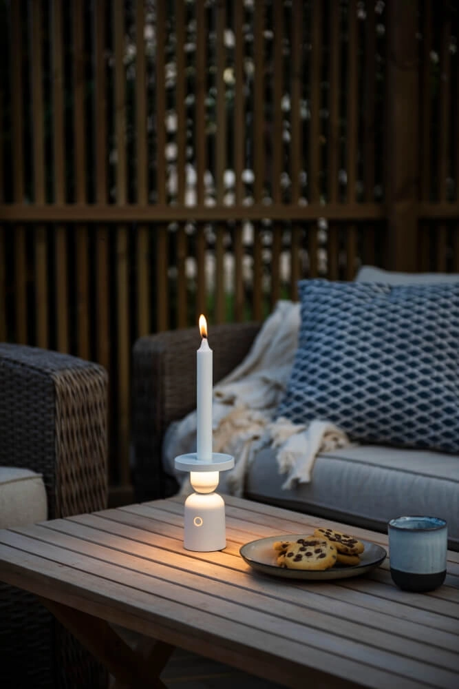 Lampe de table rechargeable Nantes Blanc pour bougeoir KonstSmide 7318307833256