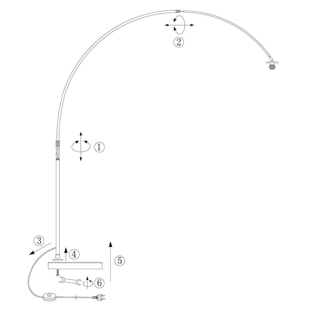 Lampe à arc Sparkled Light bronze avec abat-jour boule blanche Ø 45cm Steinhauer 8712746179897