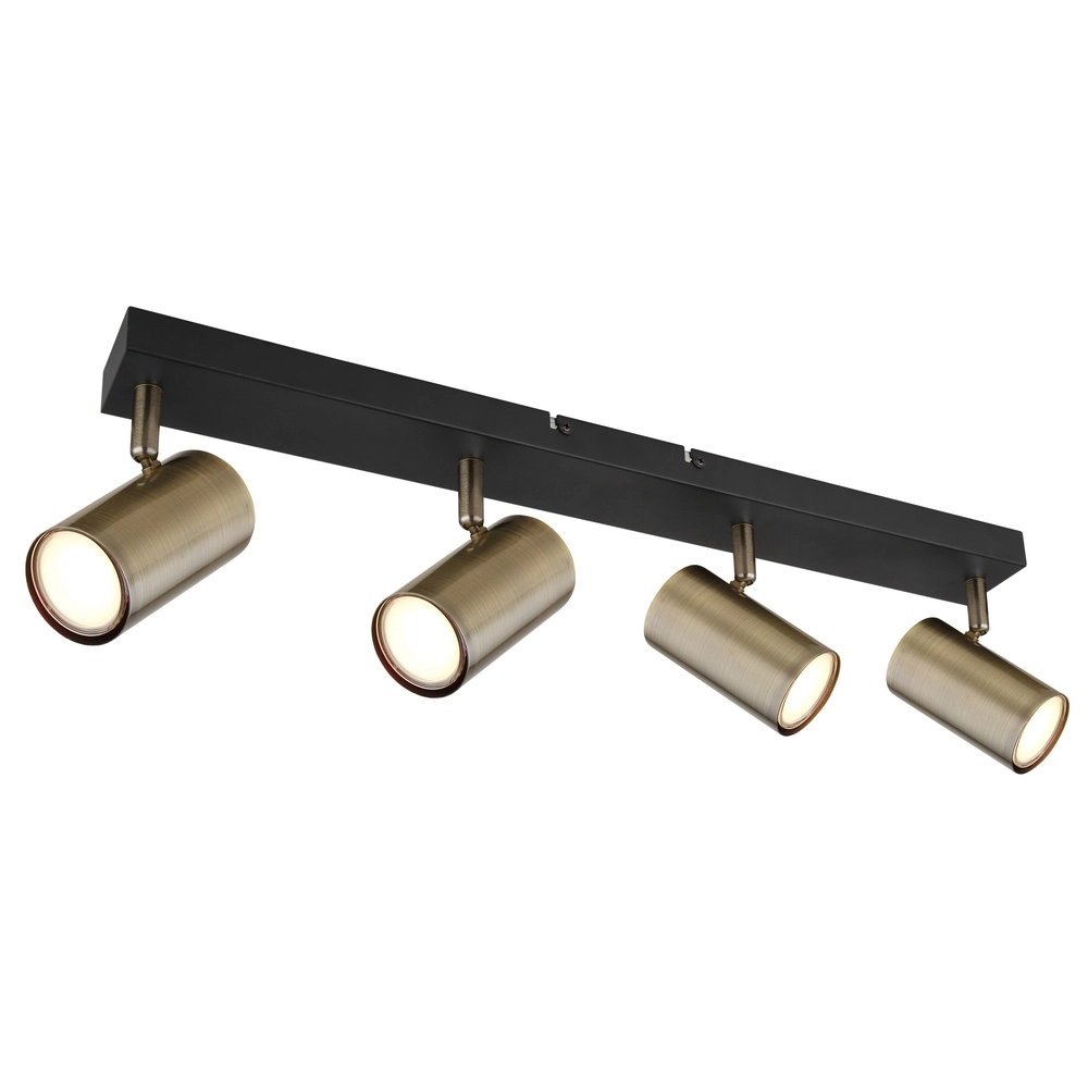 Lampe de plafond à 4 lumières Robby noir avec bronze