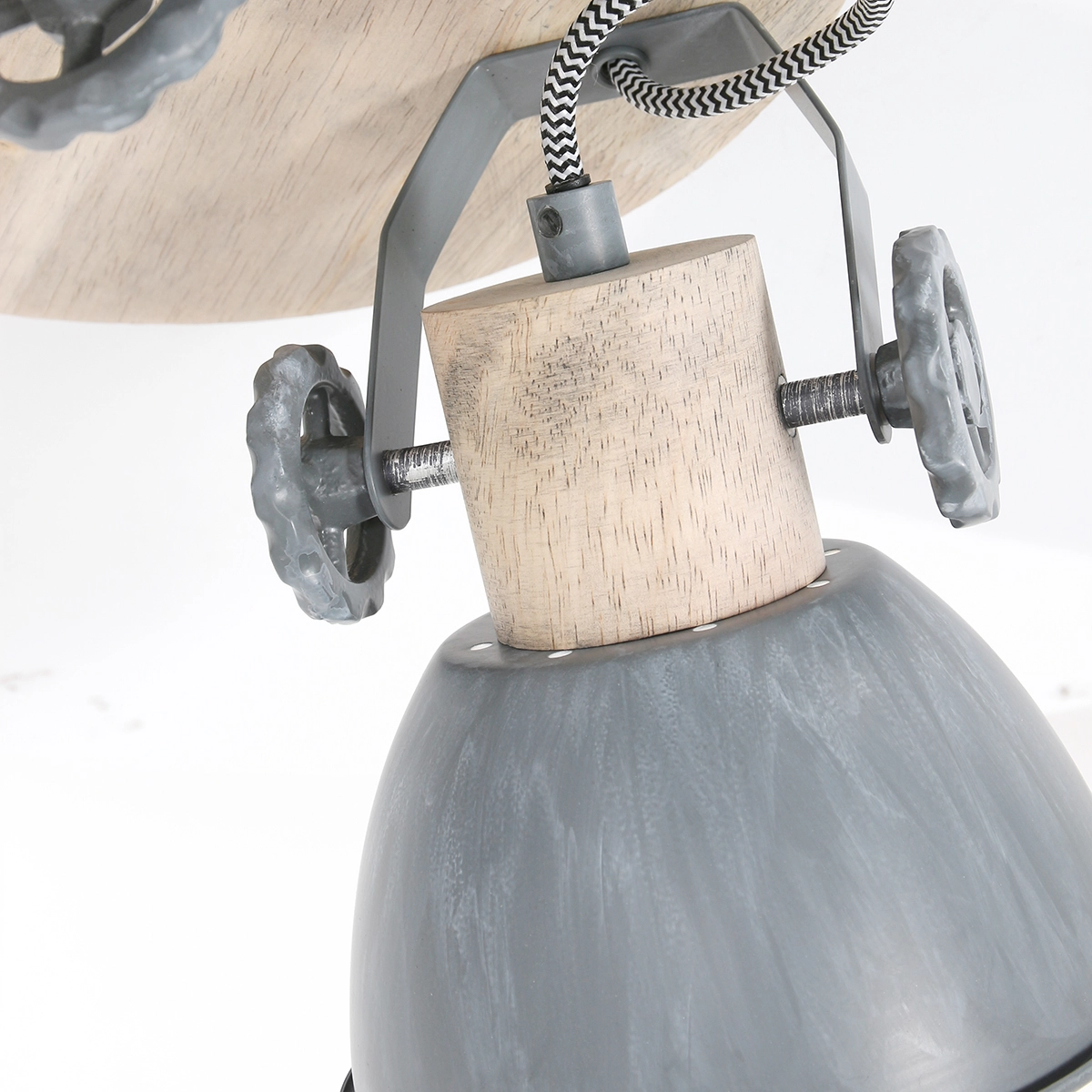 Plafonnier industriel Gearwood Gris vintage à 3 lumières avec bois Steinhauer 8712746135404