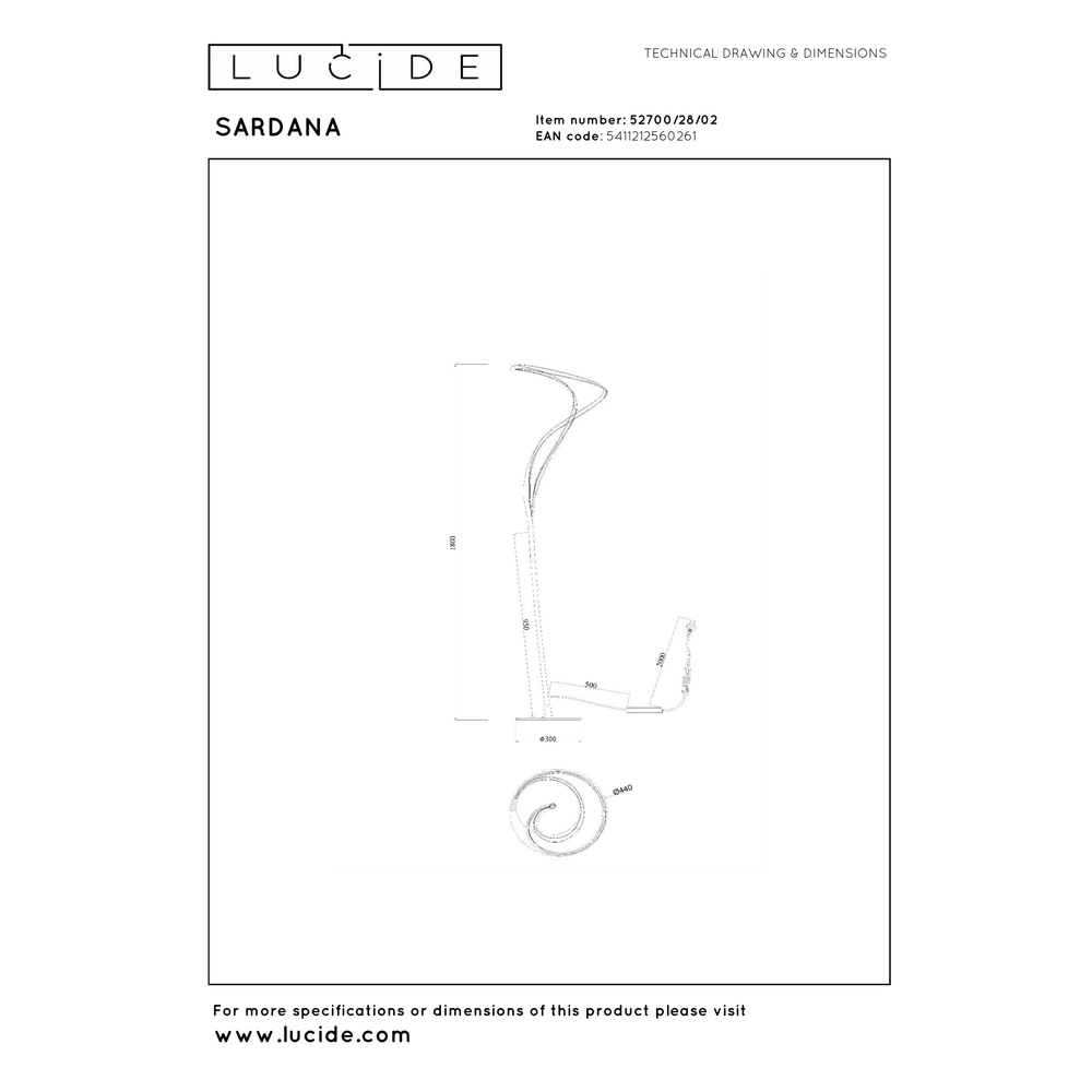 Lampe de pied Sardana Design Gold Premium by Lucide 5411212560261
