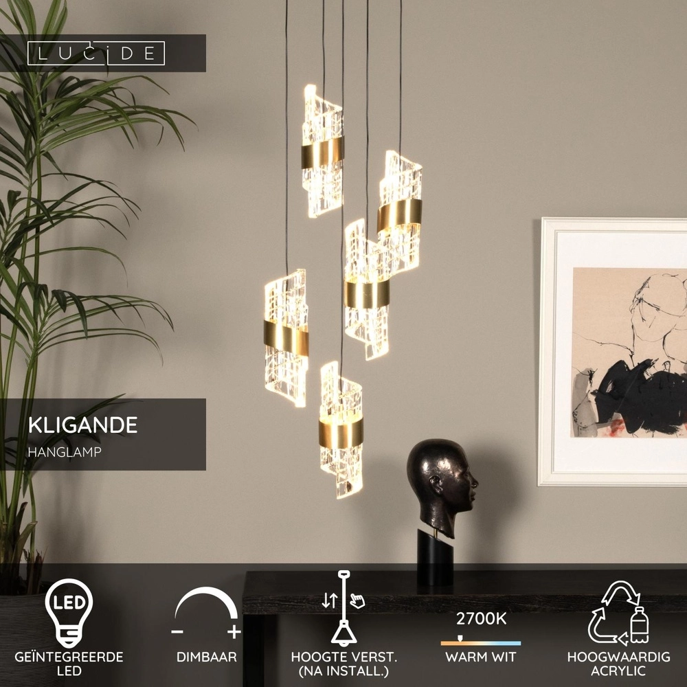 Lampe pendante de conception Kligande Rond or 5 lumières Lucide 5411212134622