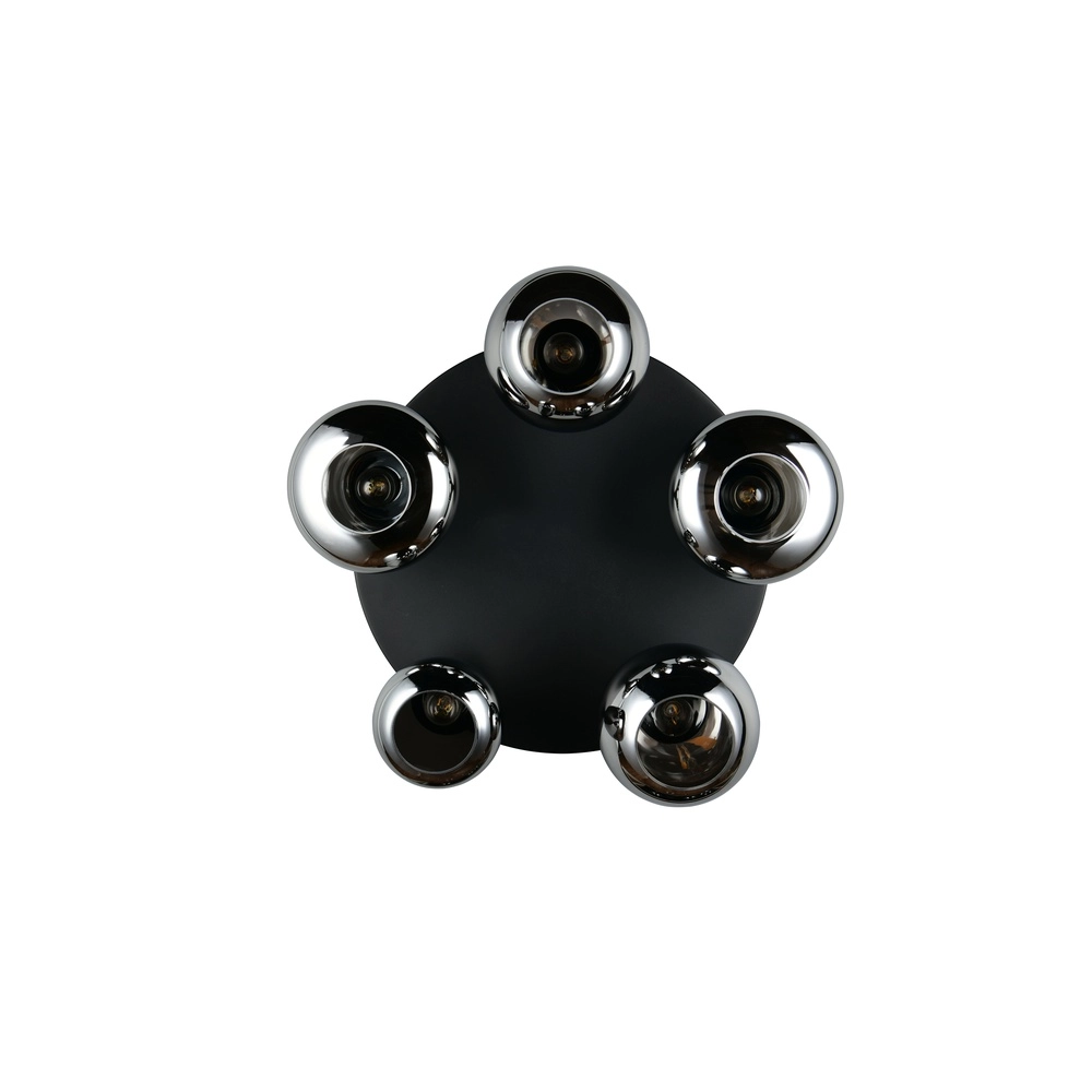 Plafonnier 5 lumières Lumina noir avec verre fumé Trio 4017807663181