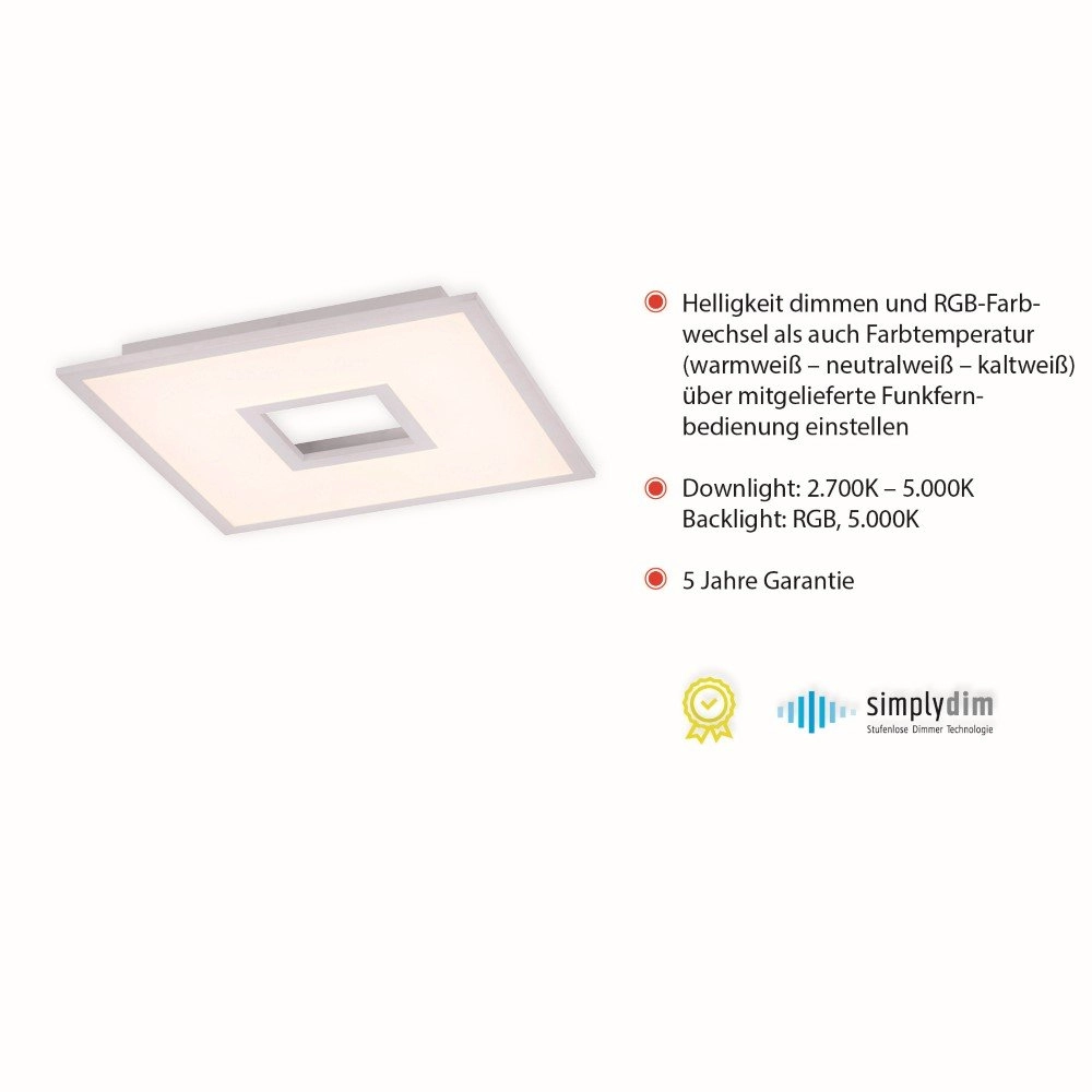 Plafonnier carré Recess Just Light 4043689967550