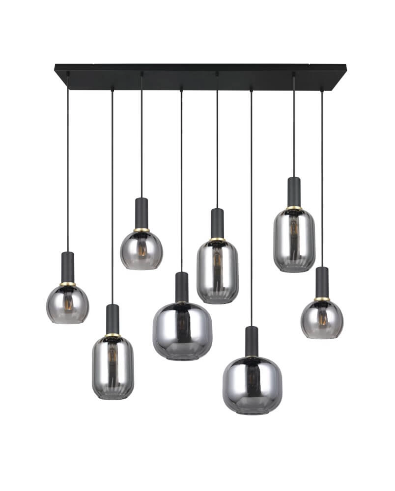 Lampe suspendue pour salle à manger Diva 8 lumières - verre fumé Trio 4017807614589