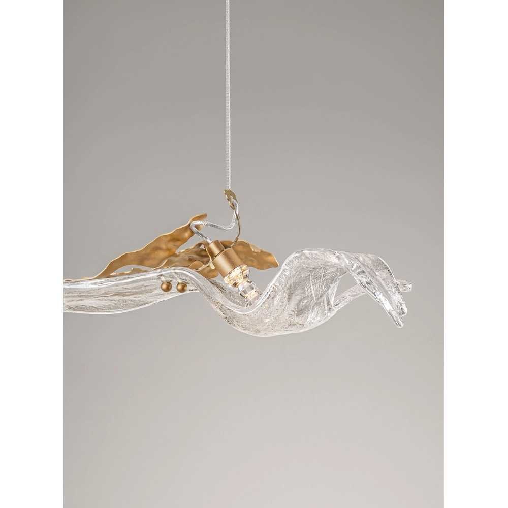 Lampe pendante dorée Avesa avec du verre transparent Lyora 5212063500419
