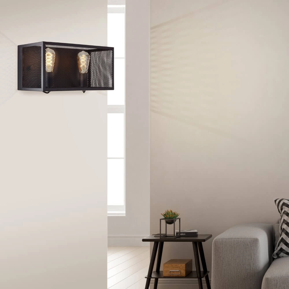 Applique carrée Maze 2x E27 noir Brilliant 4004353409509