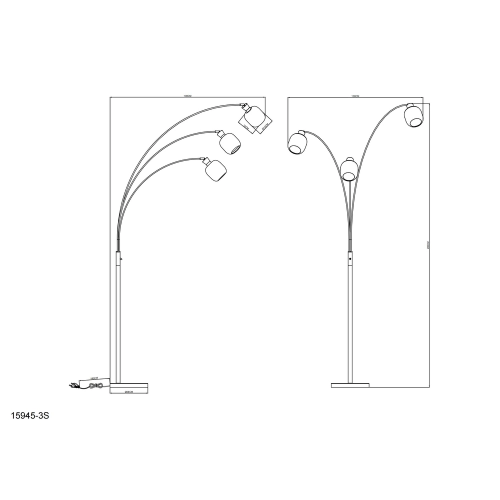 Lampe de pied à 3 lumières Brokana Bronze à fusil Globo 9007371569472