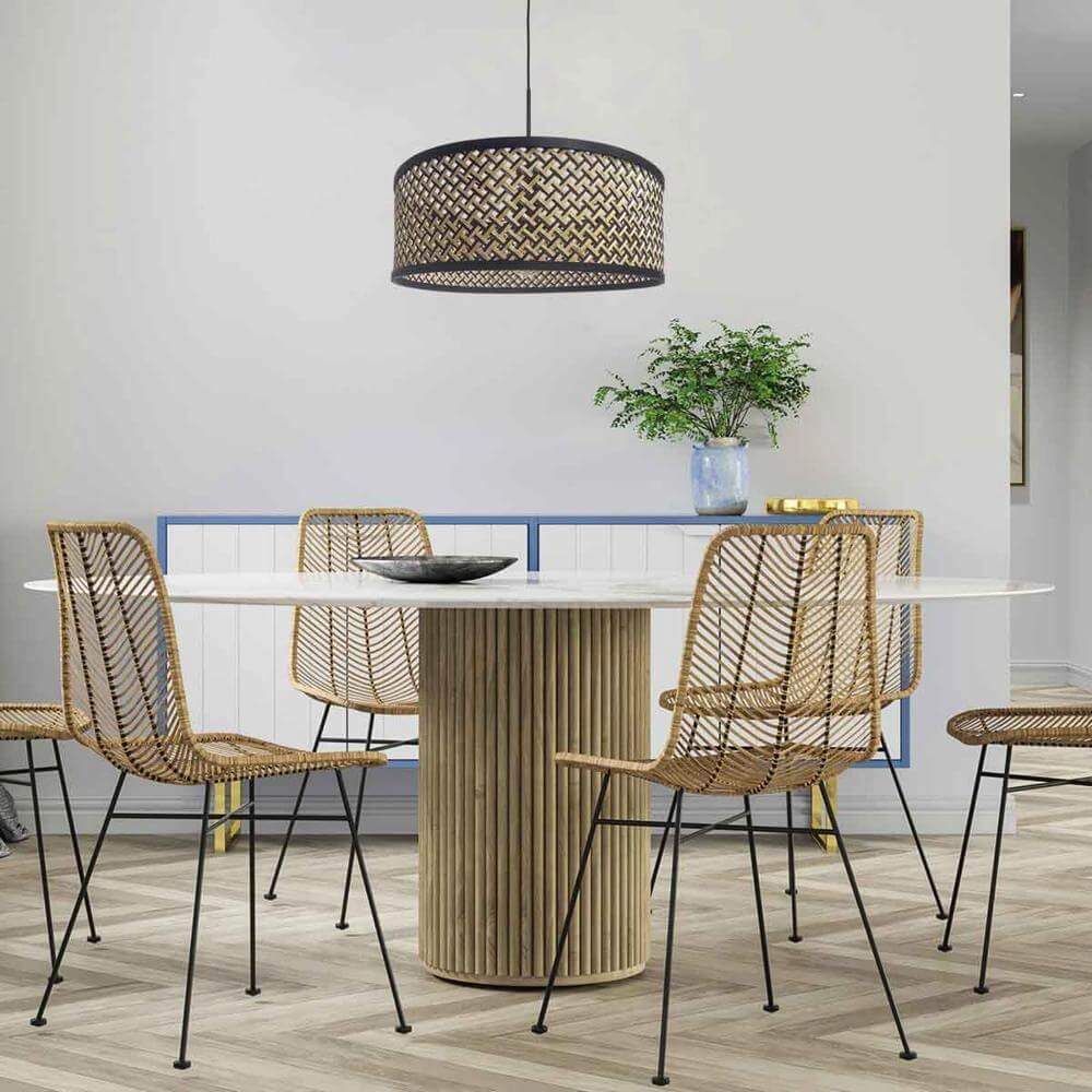 Suspension Sparkled Light noir avec abat-jour en bambou Ø 50cm Steinhauer 8712746172522