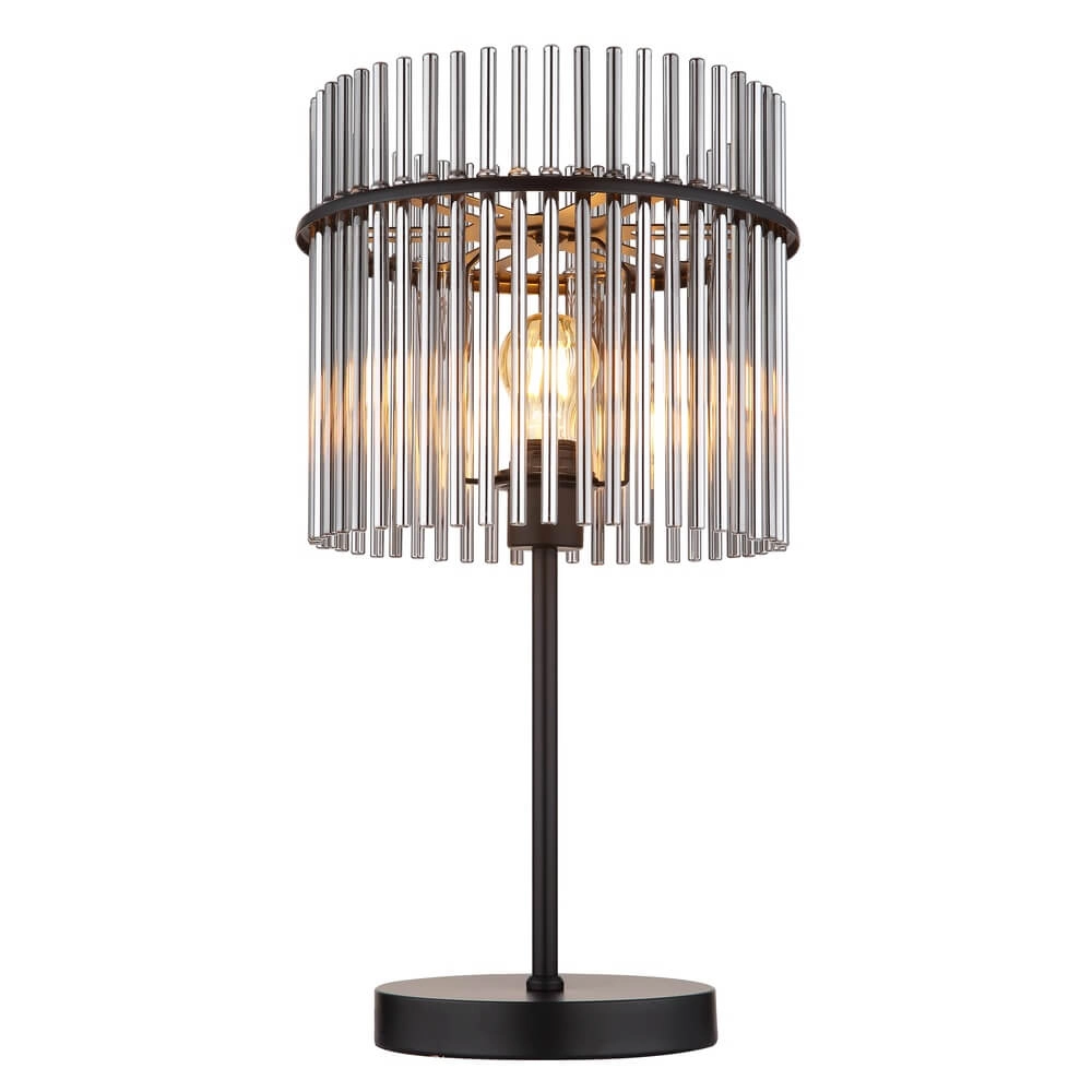 Lampe de table noire Gorley avec verre fumé Ø 30cm Globo 9007371487004