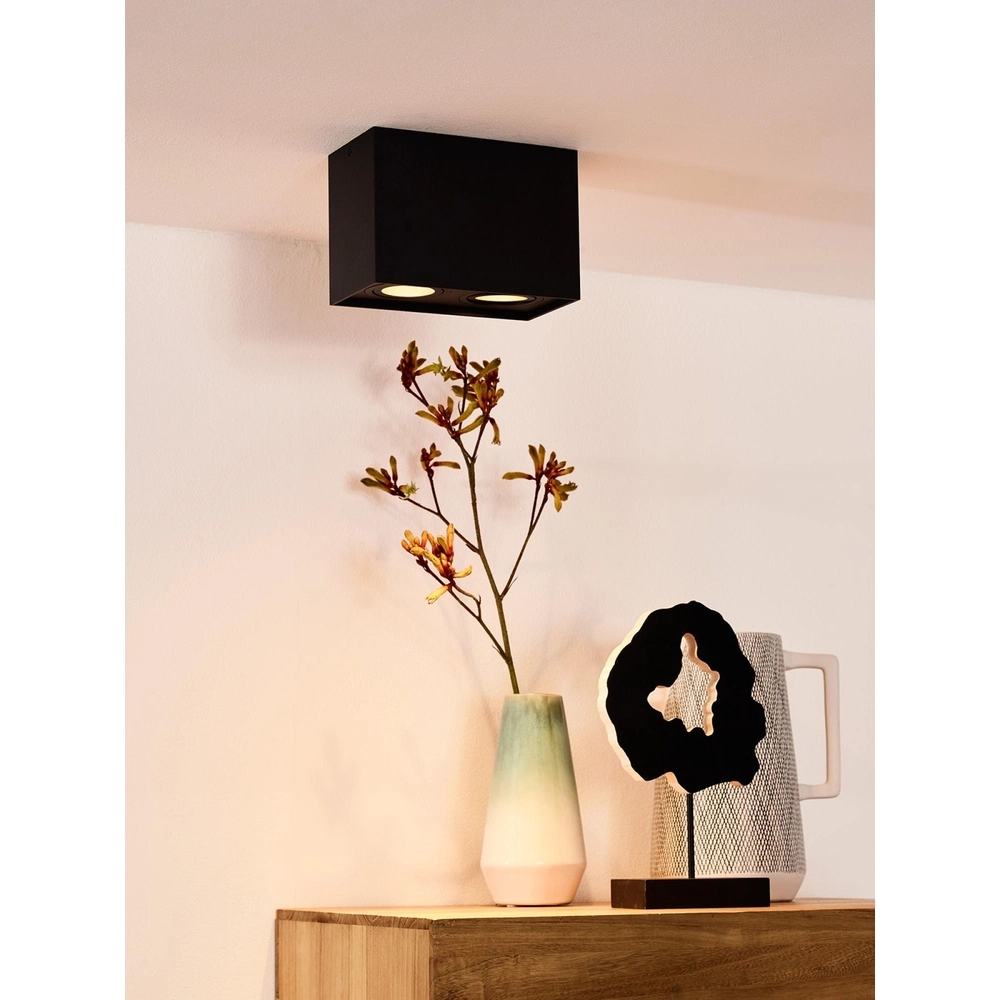 Emplacement de plafond monté en surface Tube Rectangle noir Lucide 5411212221292