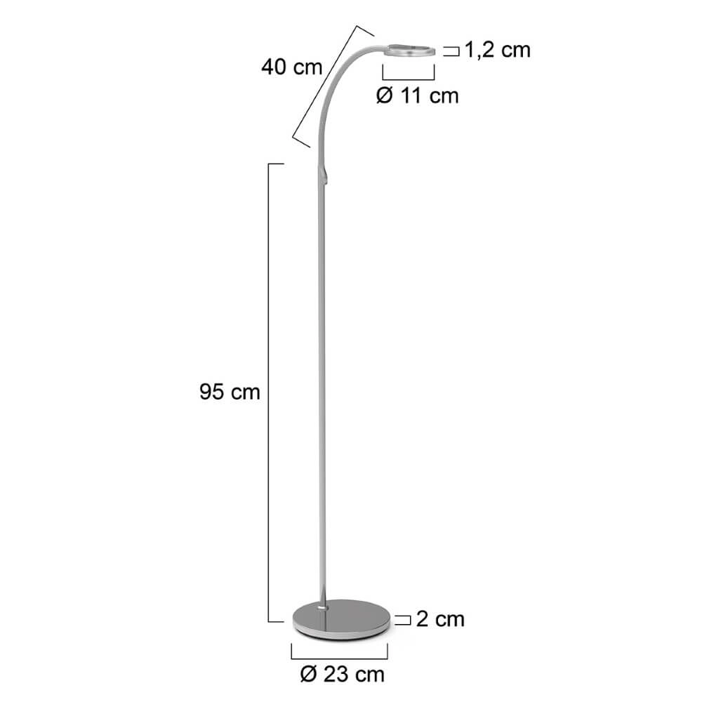 Lampe de lecture au sol LED Turound 10w - 2200-4000K - 125cm verre clair en acier inoxydable Steinhauer 8712746134834