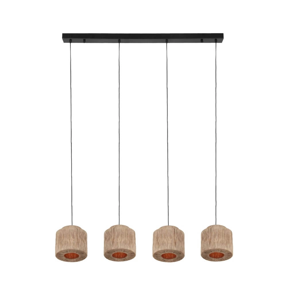 Lampe suspendue pour salle à manger Smilla avec capuchons en corde Trio 4017807617689