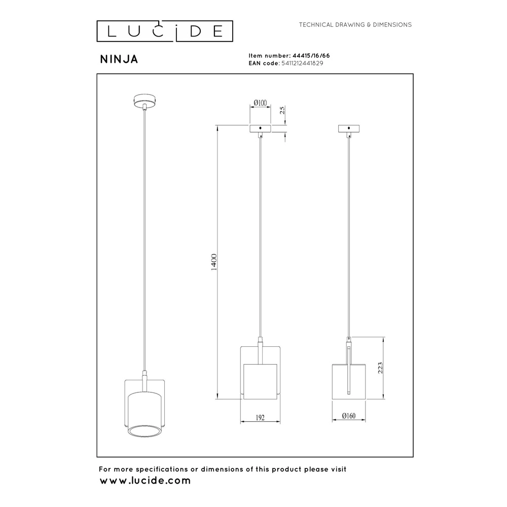 Lampe pendante de conception Ninja rose Lucide 5411212441829