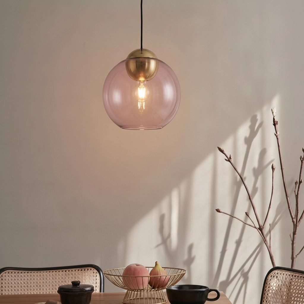 Suspension design Midori verre rose