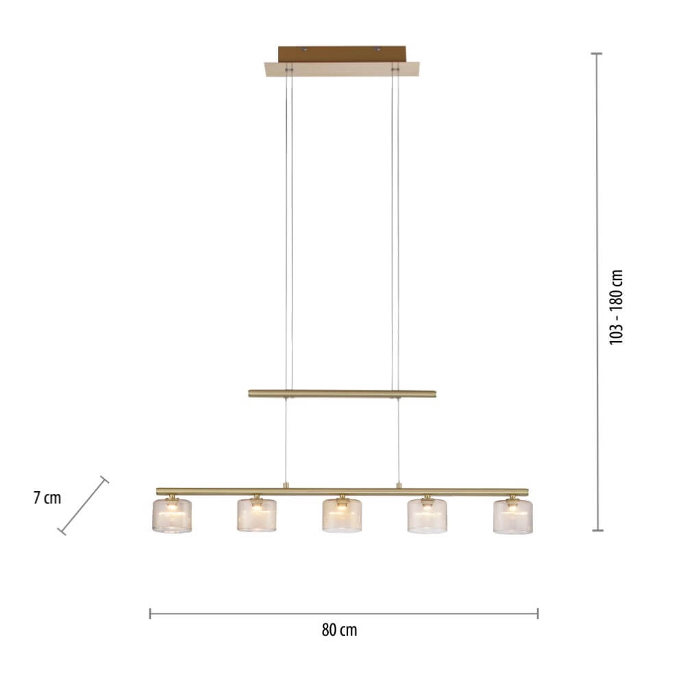 Lampe suspendue 5 lumières Hydra laiton Paul Neuhaus 4012248364987