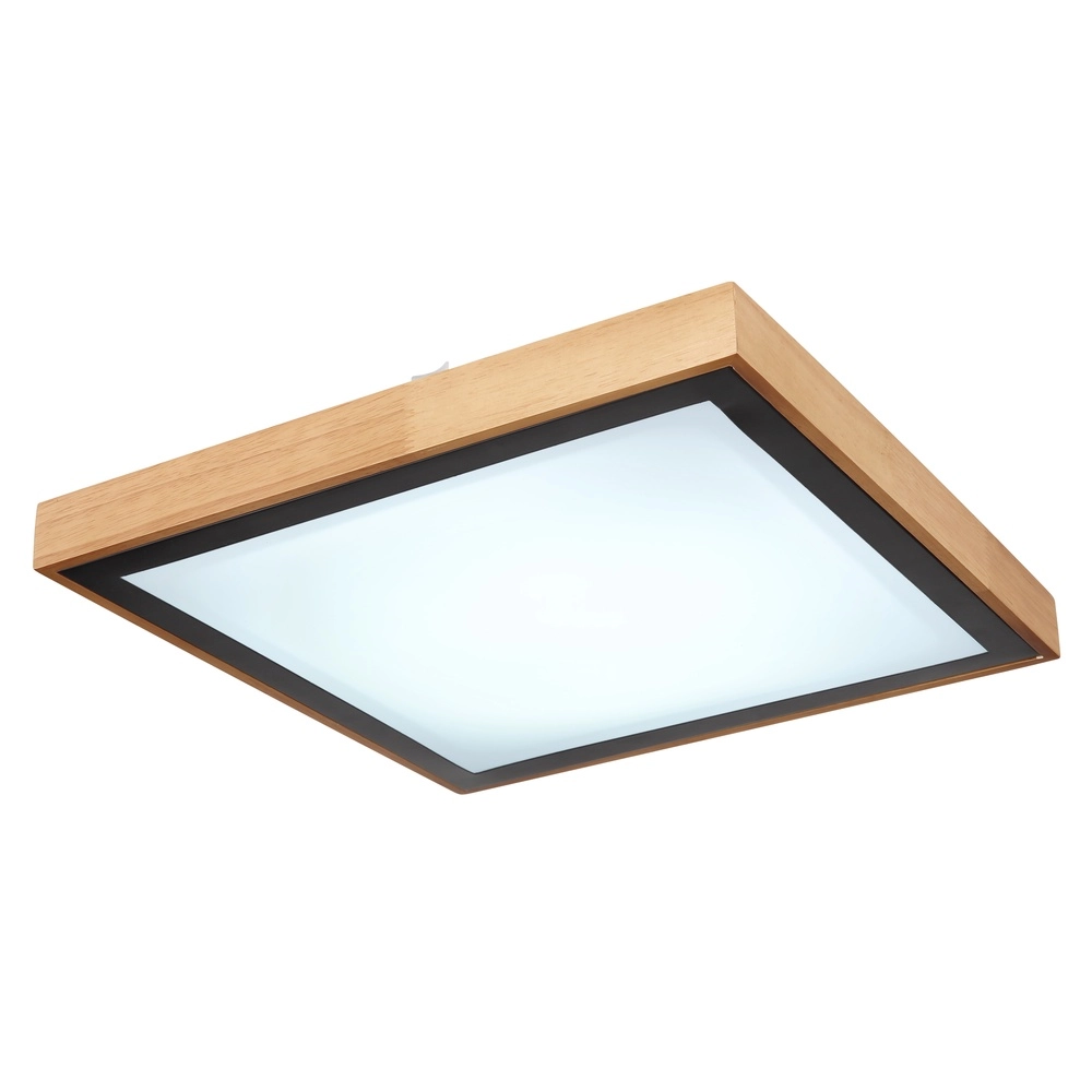Lampe de plafond Bruno 39 cm carrés noirs avec du bois Globo 9007371433469
