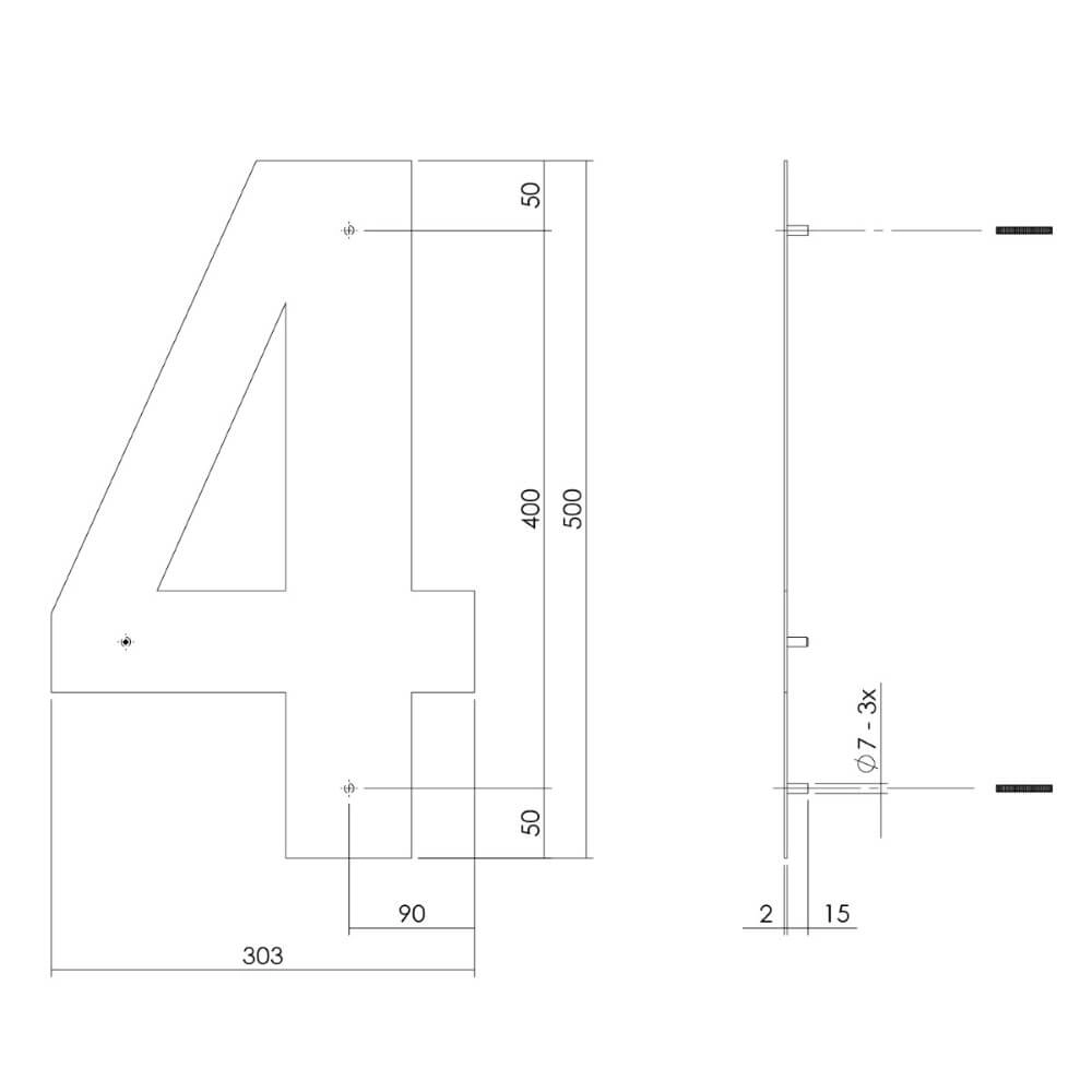 Maison numéro 4 XXL Numbra 50cm en acier inoxydable Intersteel 8714186503218