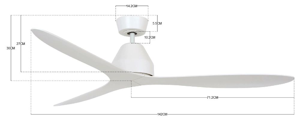 Ventilateur de plafond blanc sans lampe Whitehaven Ø 143cm IP55 Beacon 9333509136439