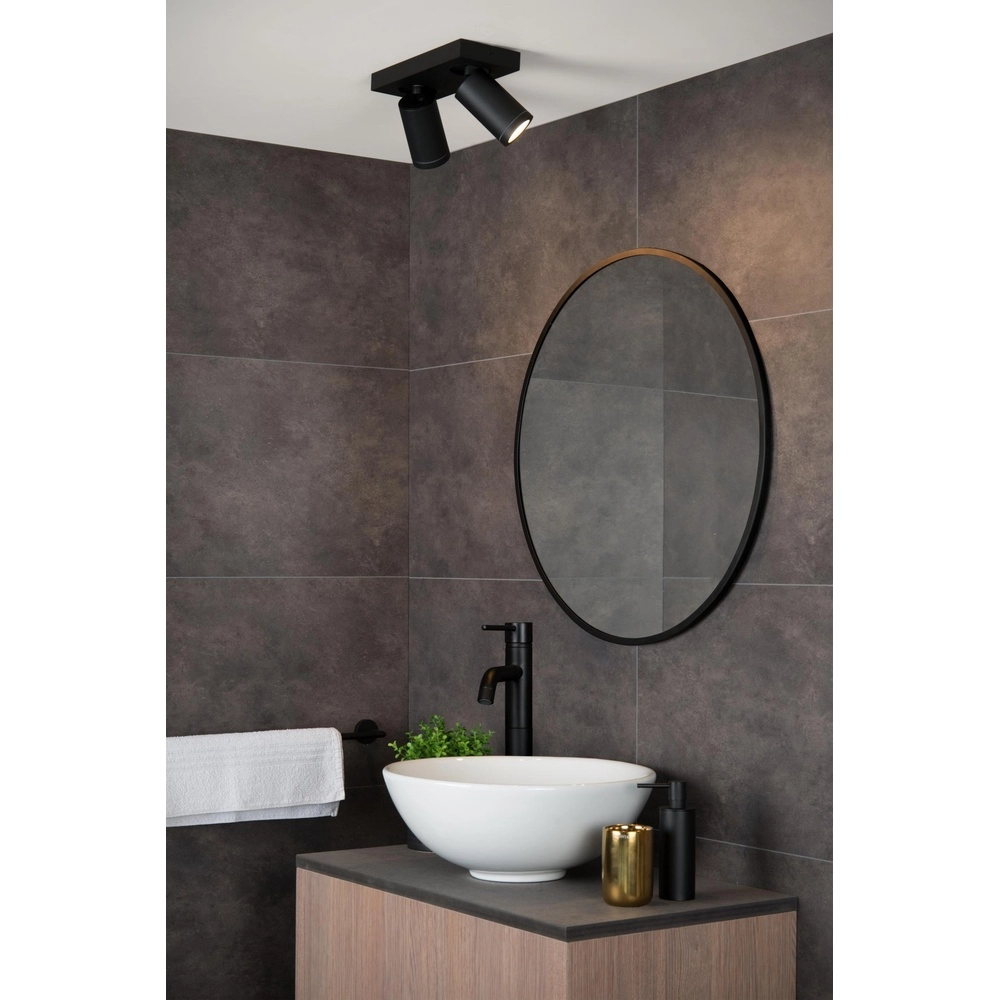 Projecteur de plafond Taylor IP44 noir à deux lumières Lucide 5411212092632