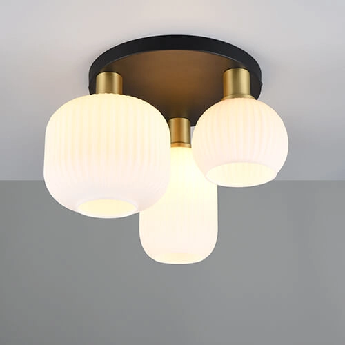 Plafonnier tendance Diva avec verre blanc Trio 4017807614541