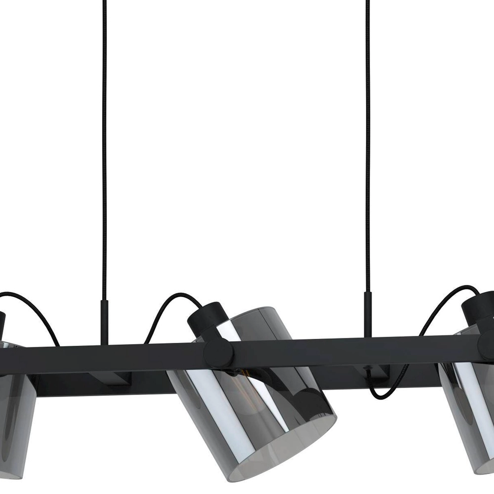 Suspension de 3L Hornwood 2 noir avec verre fumé Eglo 9002759436063
