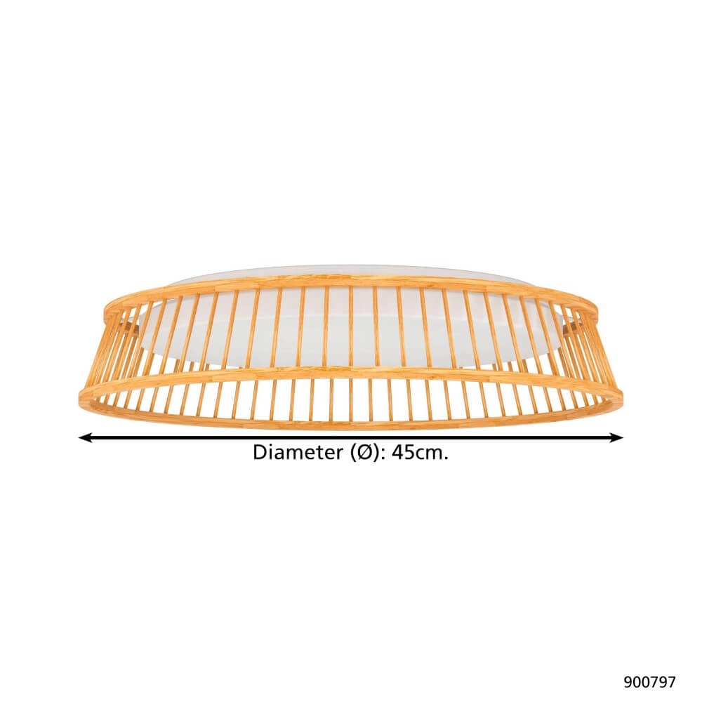 Plafonnier LED en rotin Luppineria Ø45cm Eglo 9008606267019