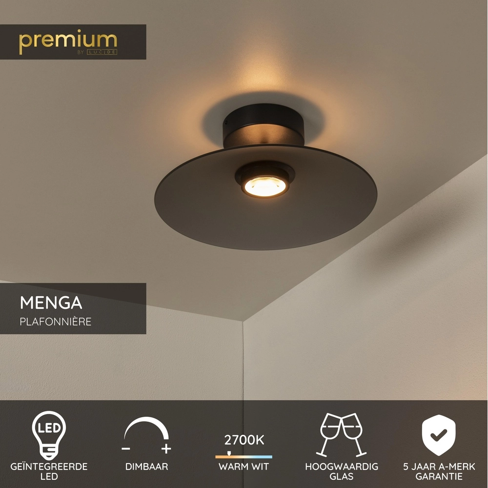 Lampe de plafond élégante Menga Ø verre fumé de 40 cm Premium by Lucide 5411212251237