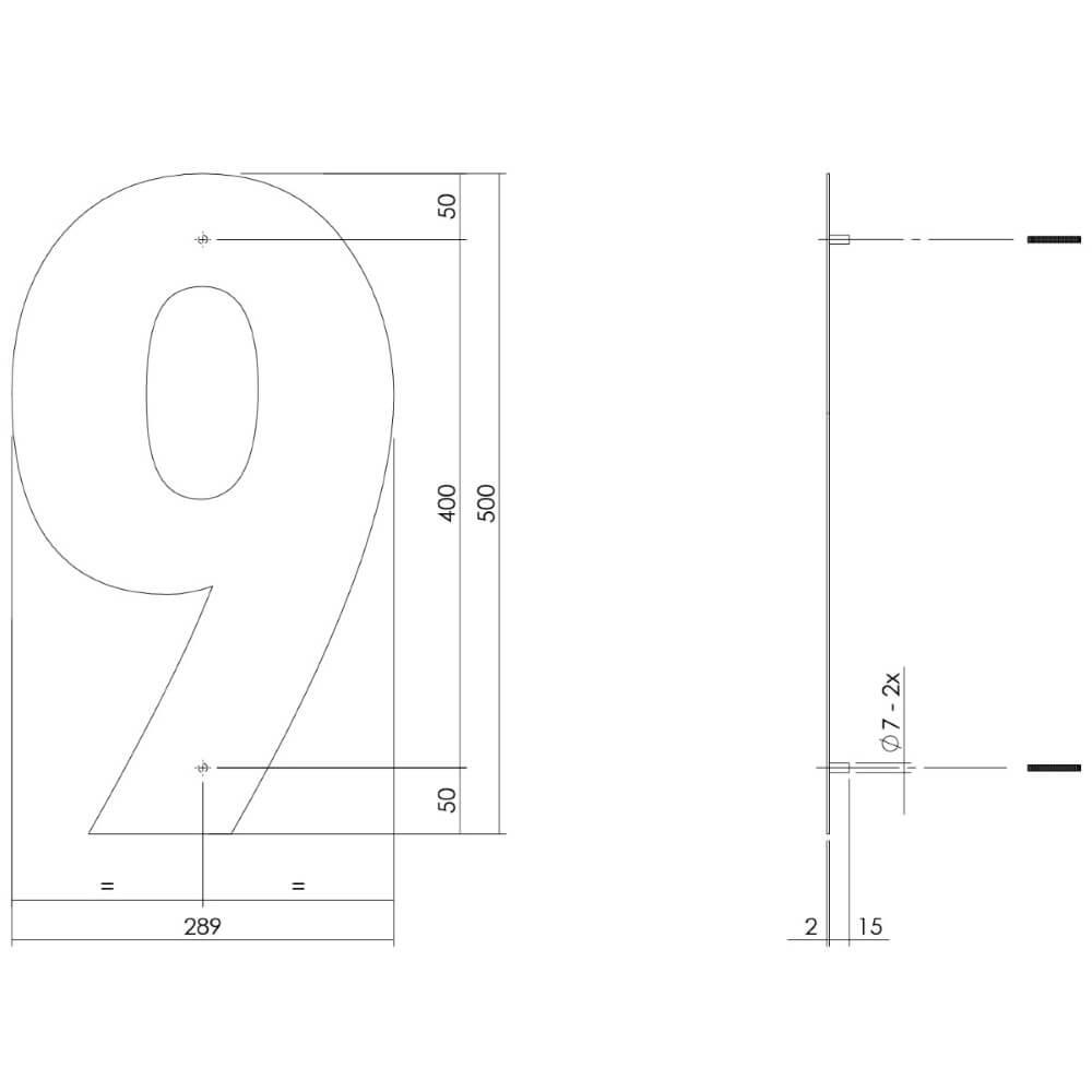 Maison numéro 9 XXL Numbra 50cm noir Intersteel 8714186503461