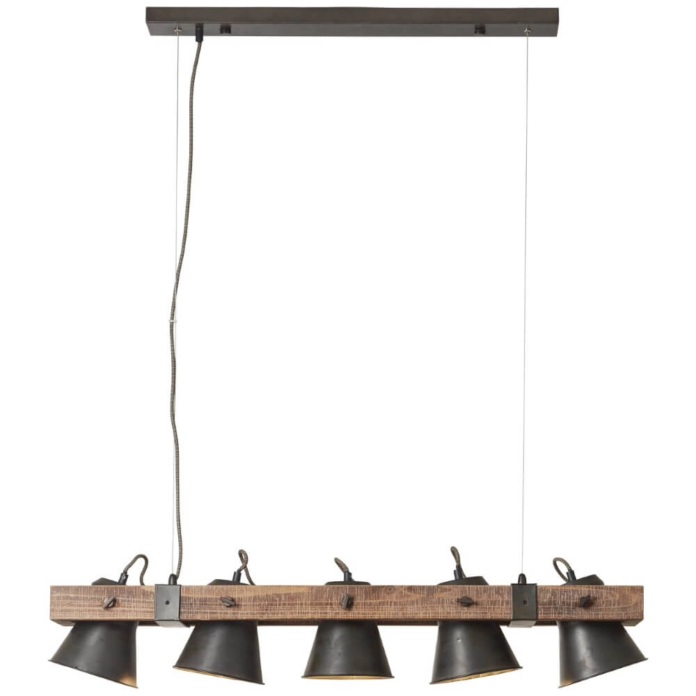 Lampe suspendue 5 lumières Decca noir avec du marron Brilliant 4004353361494
