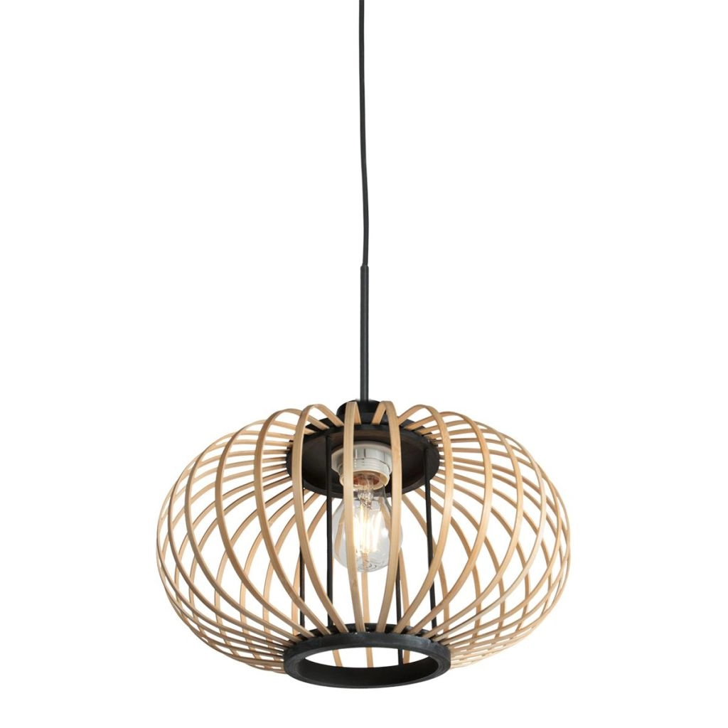 Lampe suspendue Silva avec une ombre en bambou Ø31 cm