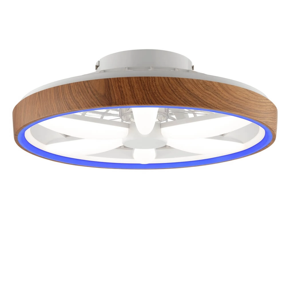 Ventilateur de plafond aspect bois Gaiano avec lampe RGB Brilliant 4004353455728