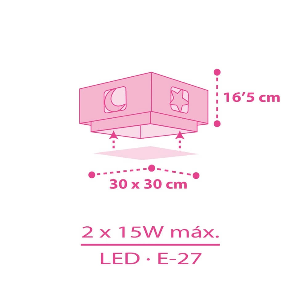 Plafonnier carré Moonlight rose Dalber 8420406001579
