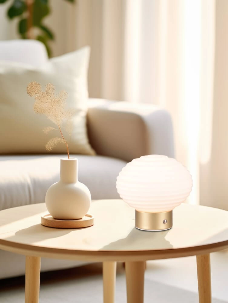 Lampe de table rechargeable Earl or avec verre blanc Trio 4017807601930