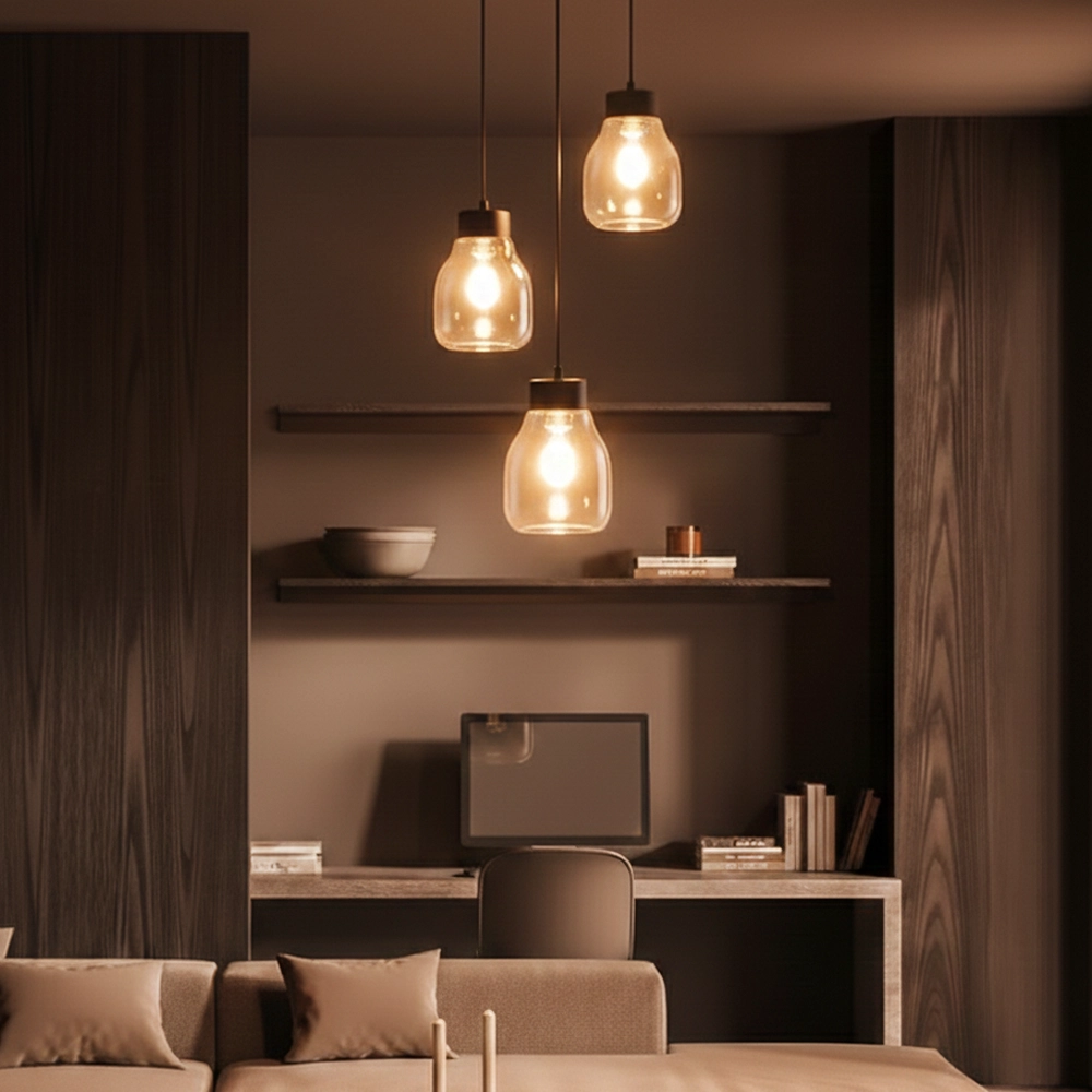 Suspension Blacu 3 lumières noir rond