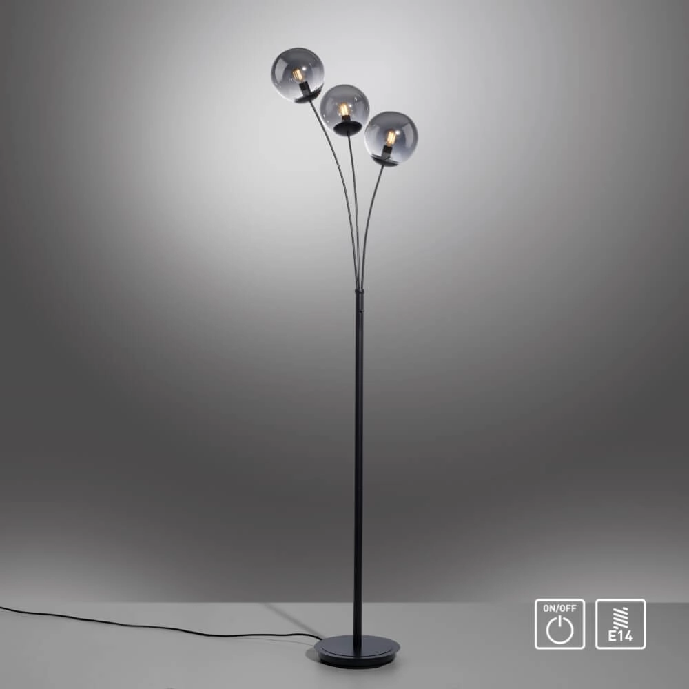 Lampadaire noir Big Widow 3 lumières Just Light 4043689988388