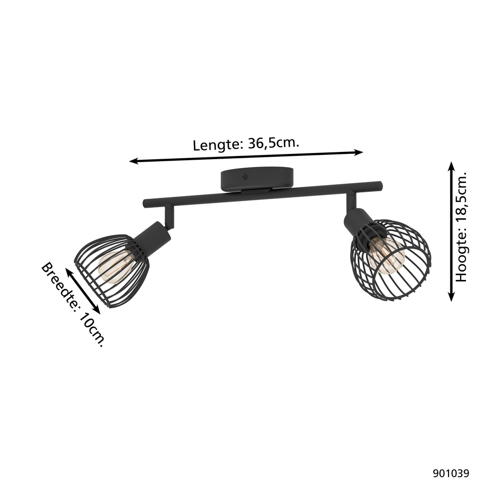 Projecteur de lampe à fil à deux lumières Sonnino noir - E14 Eglo 9008606306039