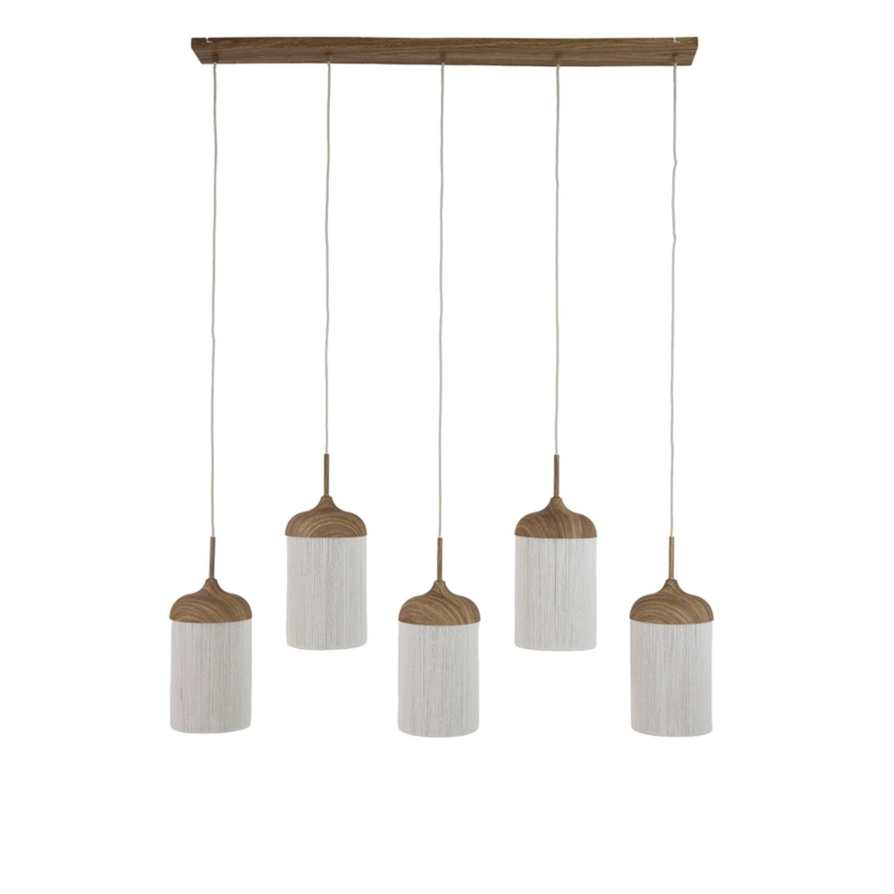 Lampe suspendue à 5 lumières Dania Bois droit