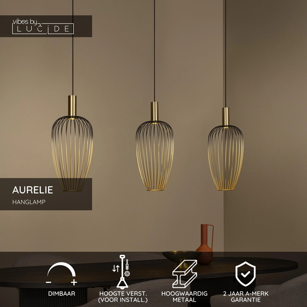 Lampe à fil à 3 lumières Aurelie Or Lucide Vibes 5411212212290