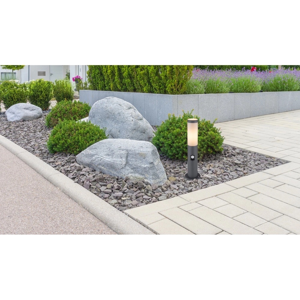 Lampe de jardin Boston anthracite avec blanc et capteur Globo 9007371407576