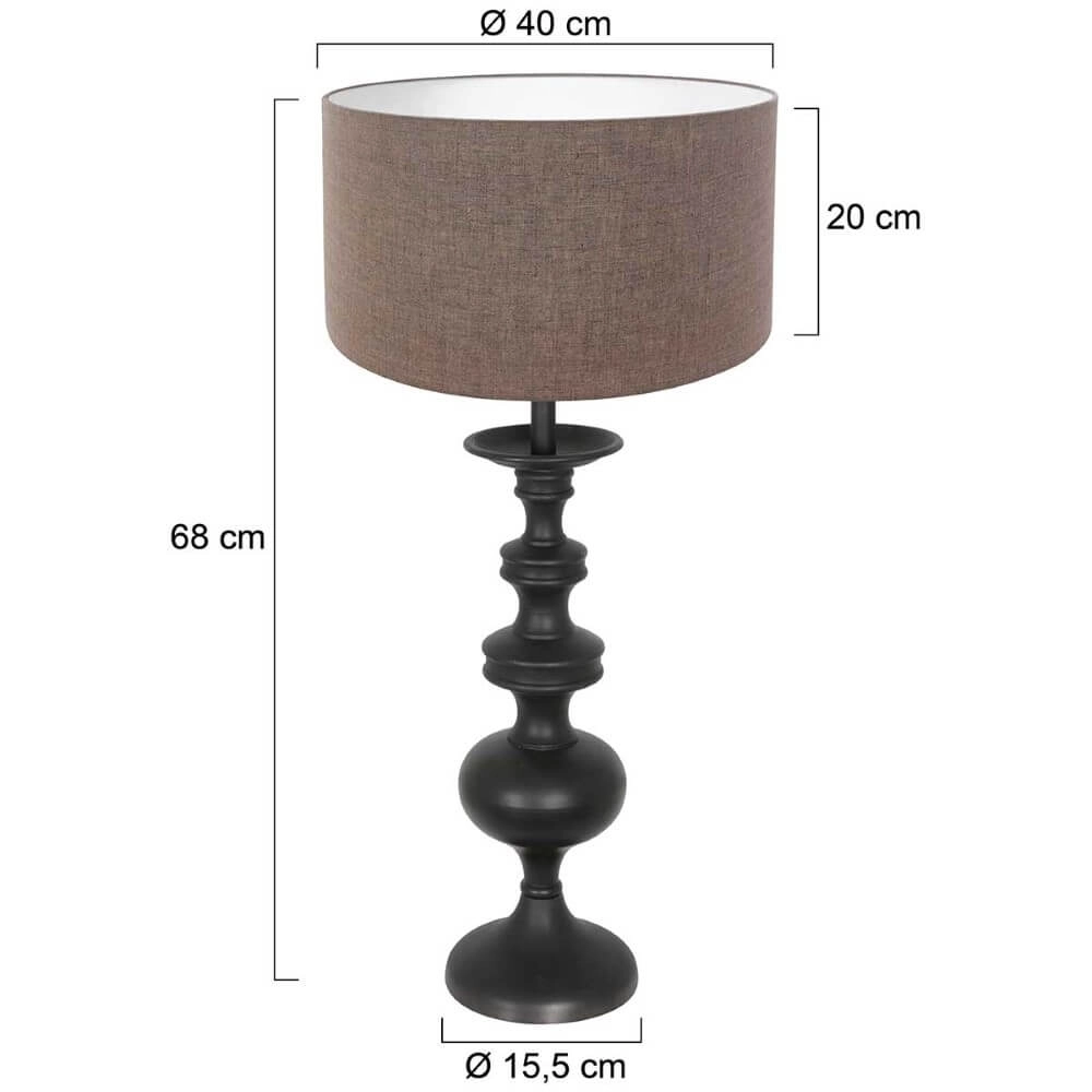Lampe de table classique Lyons C avec abat-jour en lin taupe Steinhauer 8712746166774