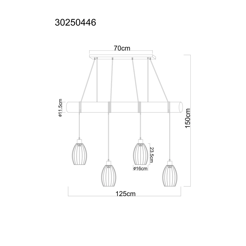 Lampe pendante de campagne Berti Bois 4-clair avec noir Globo 9007371583591