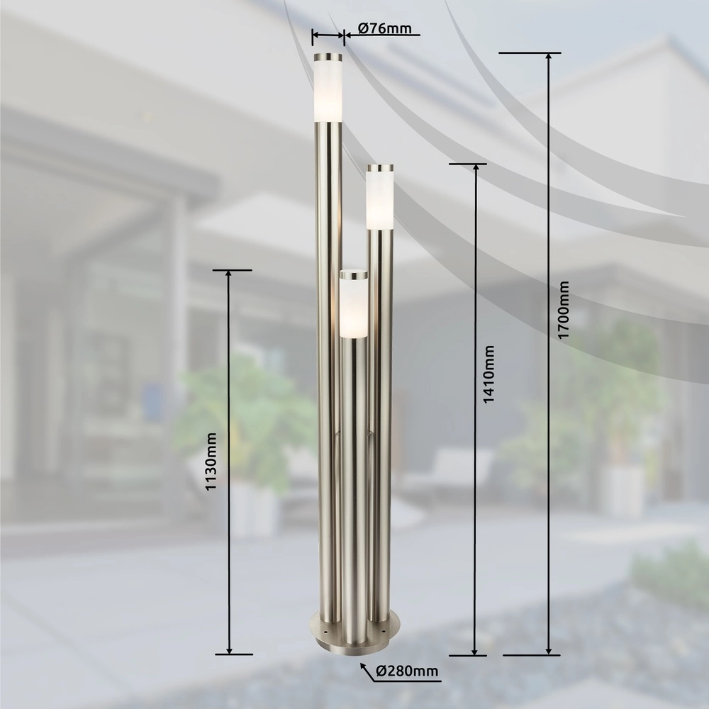 Lampe de jardin à 3 lumières Boston Acier inoxydable Globo 9007371108145