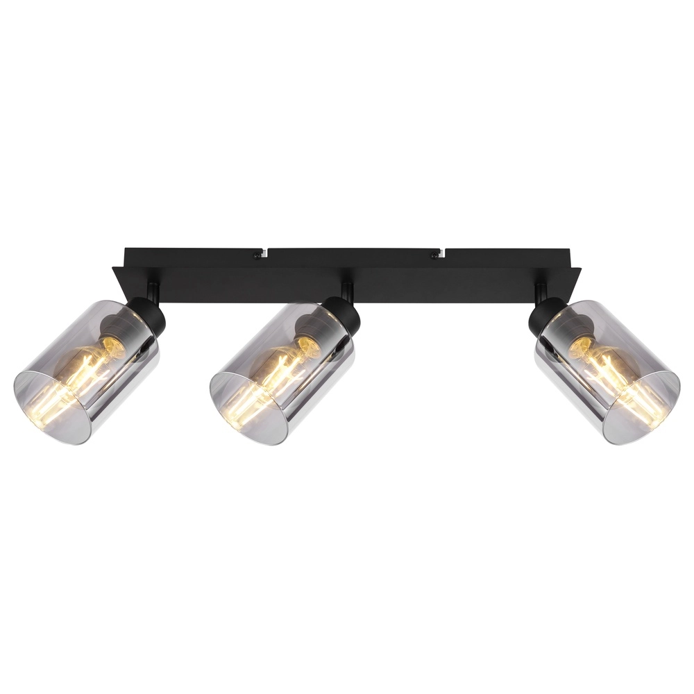 Lampe de plafond Hadera Noir à 3 lumières avec verre fumé Globo 9007371443215