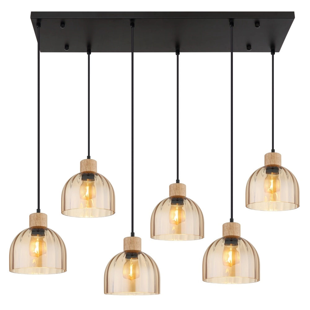 Lampe suspendue à 6 lampes Swanson Noir Globo 9007371586653