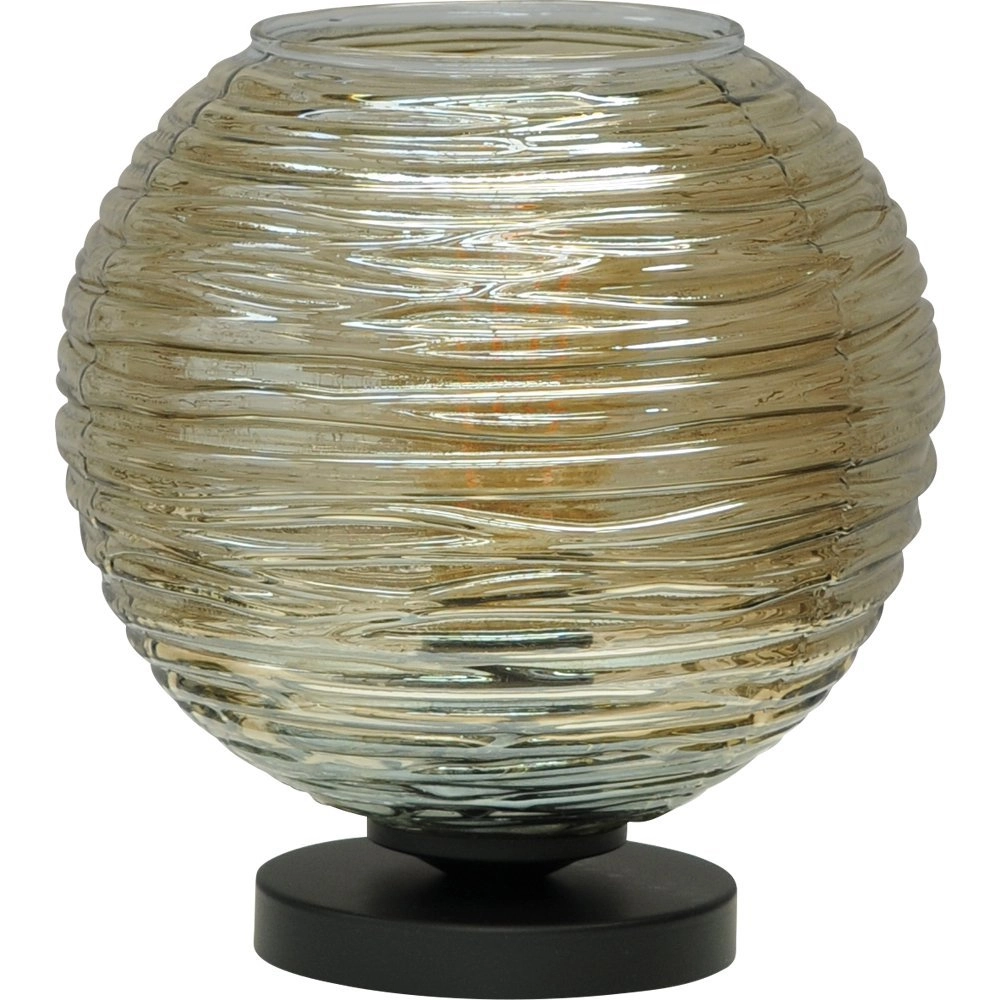 Lampe de table Quinto Smoke avec verre rayé Masterlight 8718121216560