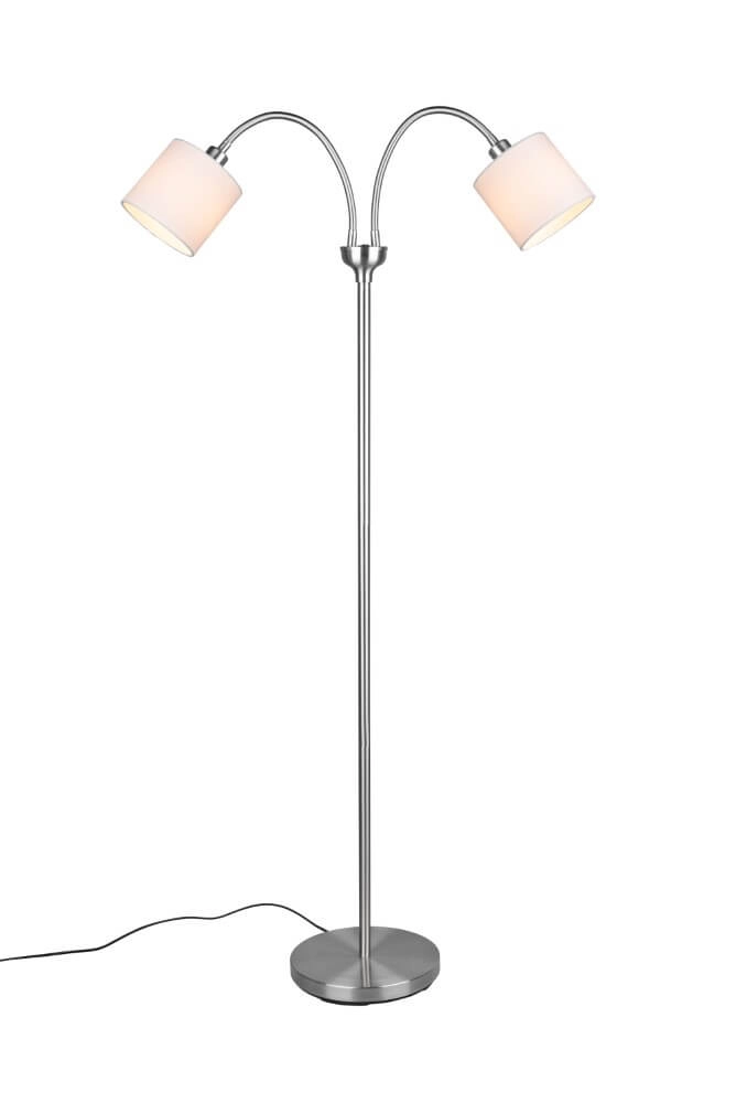 Lampadaire Tommy 2 lumières en acier inoxydable avec blanc Trio 4017807503036